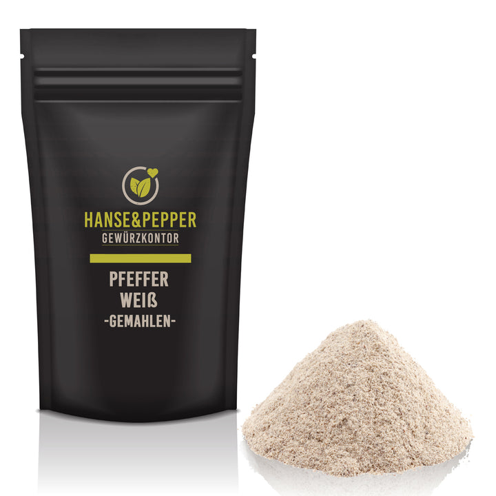Produkttüte mit Pfeffer Weiß gemahlen