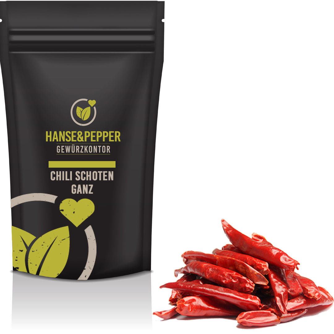 Produkttüte mit Chili Schoten ganz  4-7cm