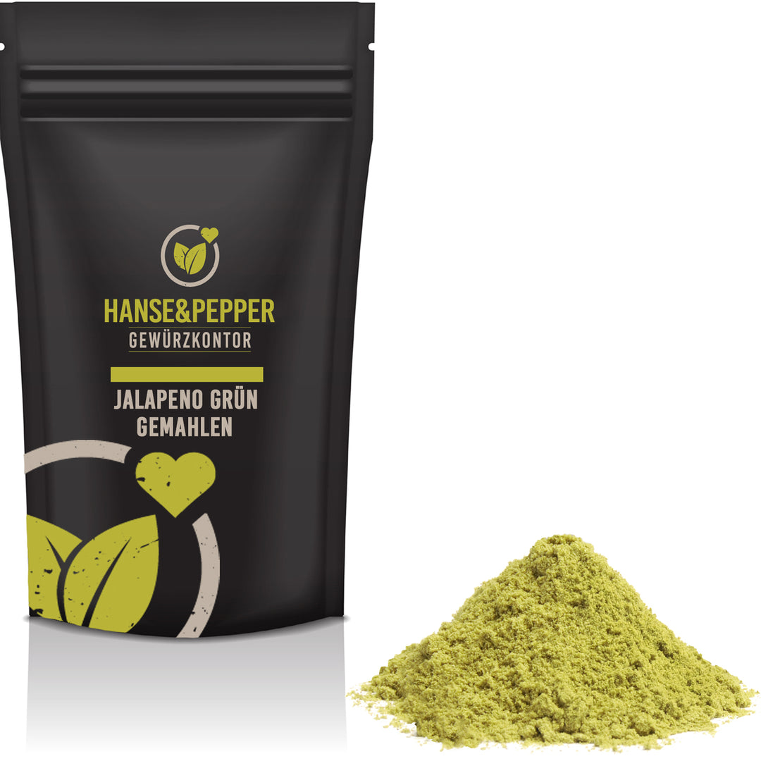 Produkttüte mit Jalapeno grün gemahlen Gewürz