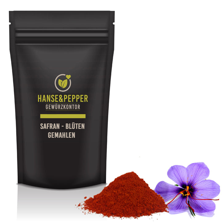 Produkttüte mit Safran Blüten gemahlen