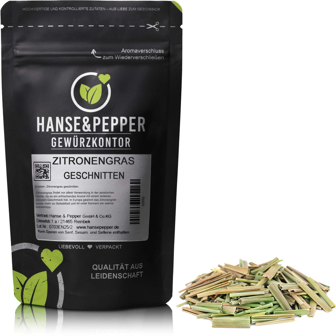 Produkttüte mit Zitronengras geschnitten