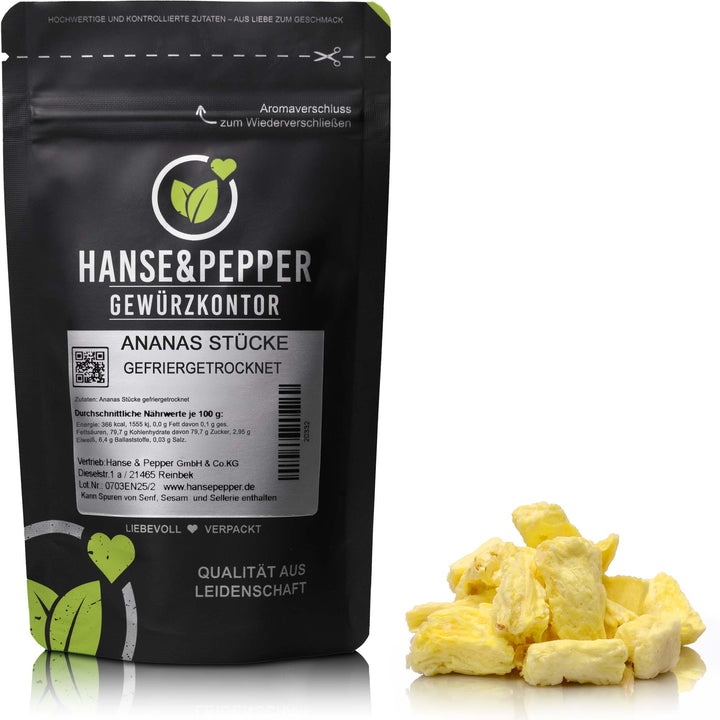 Produkttüte mit Ananas Stücke gefriergetrocknet