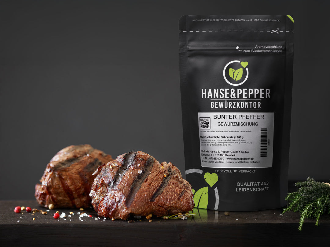 Gewürzmühle mit Keramikmahlwerk gefüllt mit 90g Bunter Pfeffer