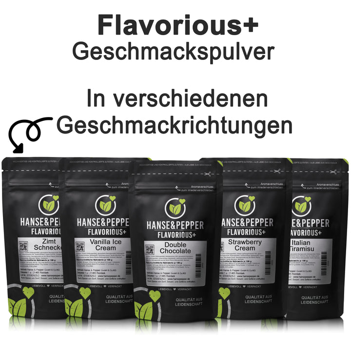 100g Flavorious+ Geschmackspulver - natürlich gesüßt mit Erythrit & Stevia