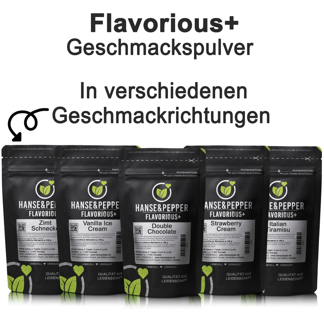 Flavorious+ Geschmackspulver  in praktischen Tüten – verschiedene Geschmacksrichtungen