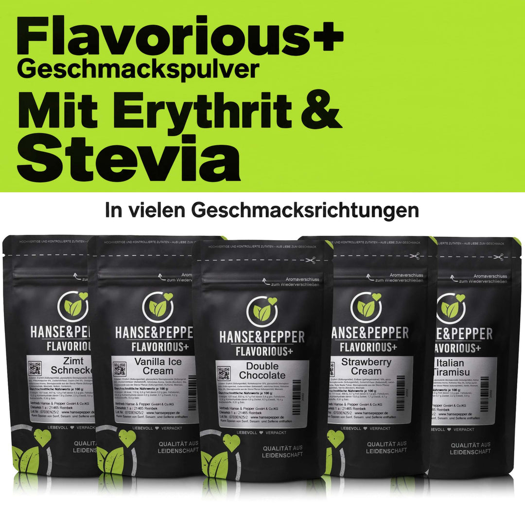 Flavorious+ Geschmackspulver  in praktischen Tüten – verschiedene Geschmacksrichtungen
