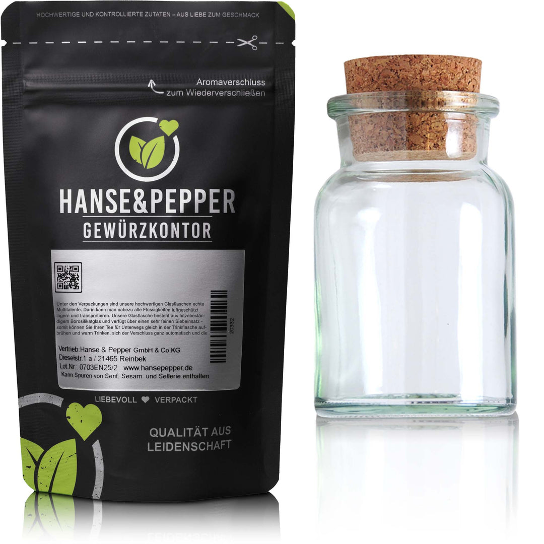 Leeres Gewürzglas 300ml mit Korken + Beschriftungsetikett – Hanse&Pepper