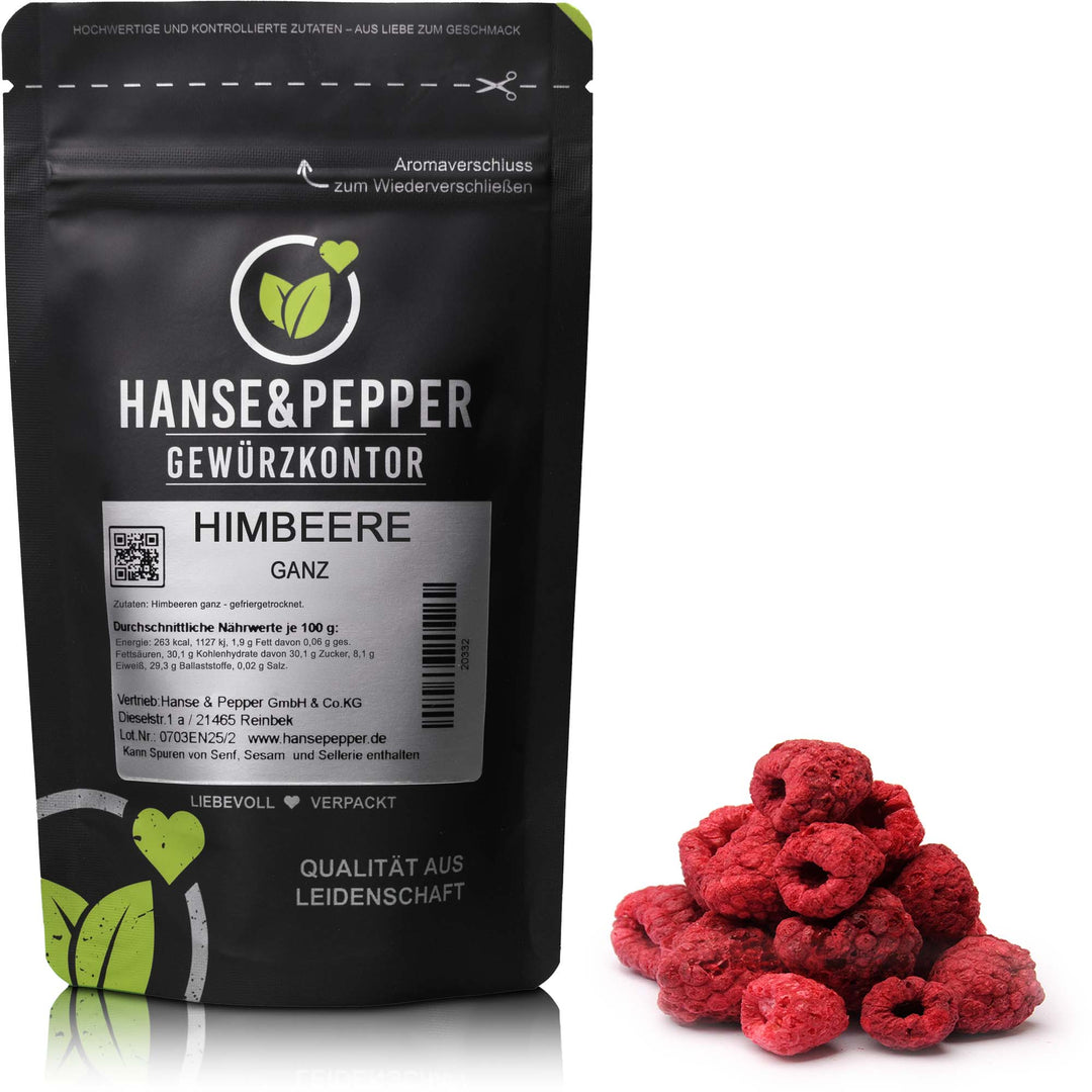 Produkttüte mit Himbeere ganz