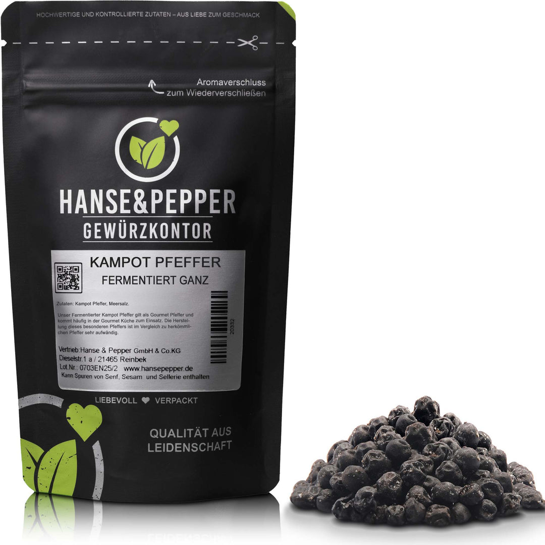 Produkttüte mit fermentiertem Kampot-Pfeffer