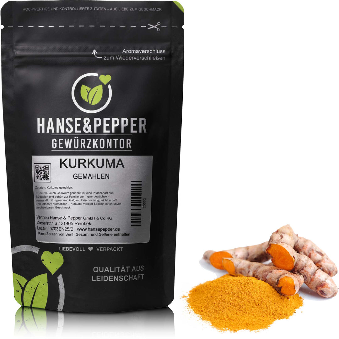 Produkttüte mit Kurkuma Gewürz gemahlen