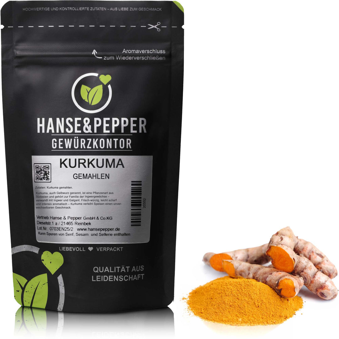 Produkttüte mit Kurkuma Gewürz gemahlen