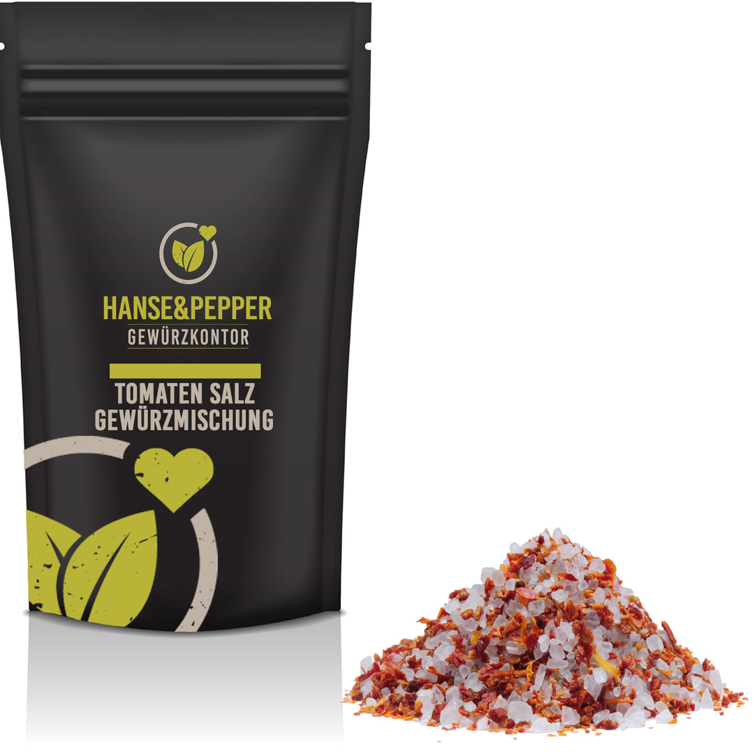 Produkttüte mit Tomaten Salz Gewürz