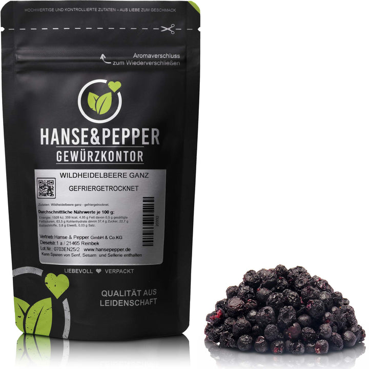 Produkttüte mit Wildheidelbeeren getrocknet