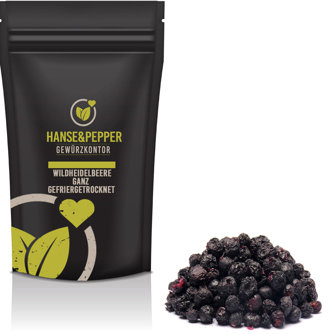 Produkttüte mit Wildheidelbeeren getrocknet