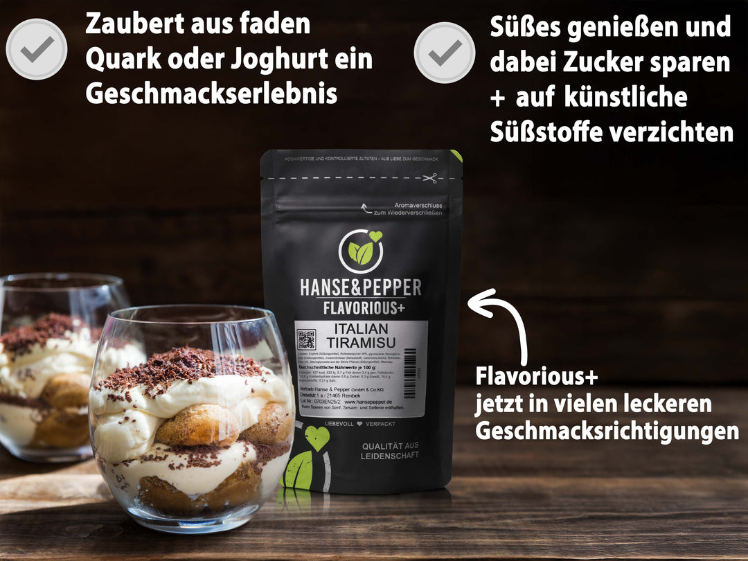 100g Flavorious+ Geschmackspulver - natürlich gesüßt mit Erythrit & Stevia